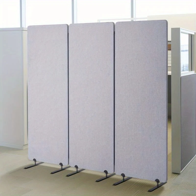 Geluidswand – Roomdivider – Kamerscherm – Scheidingswand – Akoestische Wand – 3 Panelen – Blauw Polyester – Metalen Frame – Mobiel – Montagevrij