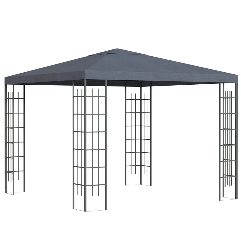Tuinpaviljoen – Partytent – Pergola – Prieel – Tuintent – Stalen Frame – Waterafstotend Polyester Dak – 2,95 x 2,95 m – Ventilatieopeningen