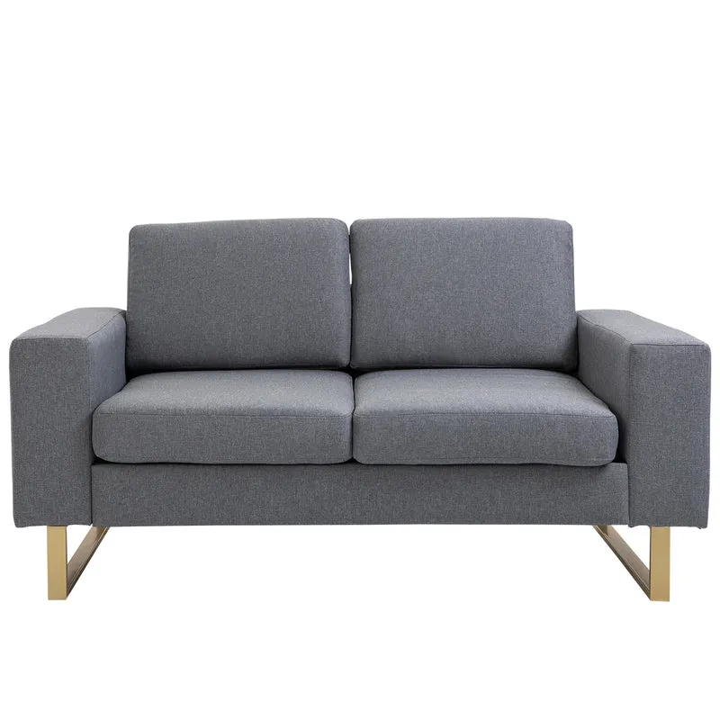 Bankstel – Bank – Zitzetel – Zitbank – Sofa – Donkergrijs – Stoffen Bekleding – Compact Formaat 145x82x78 cm