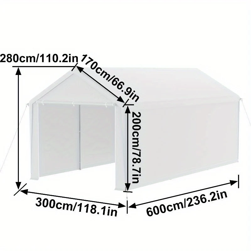 Carport – Overkapping – Garagetent – Tuinoverkapping – Opslagtent – 3x6 Meter – Duurzaam PE Doek – Gegalvaniseerd Stalen Frame