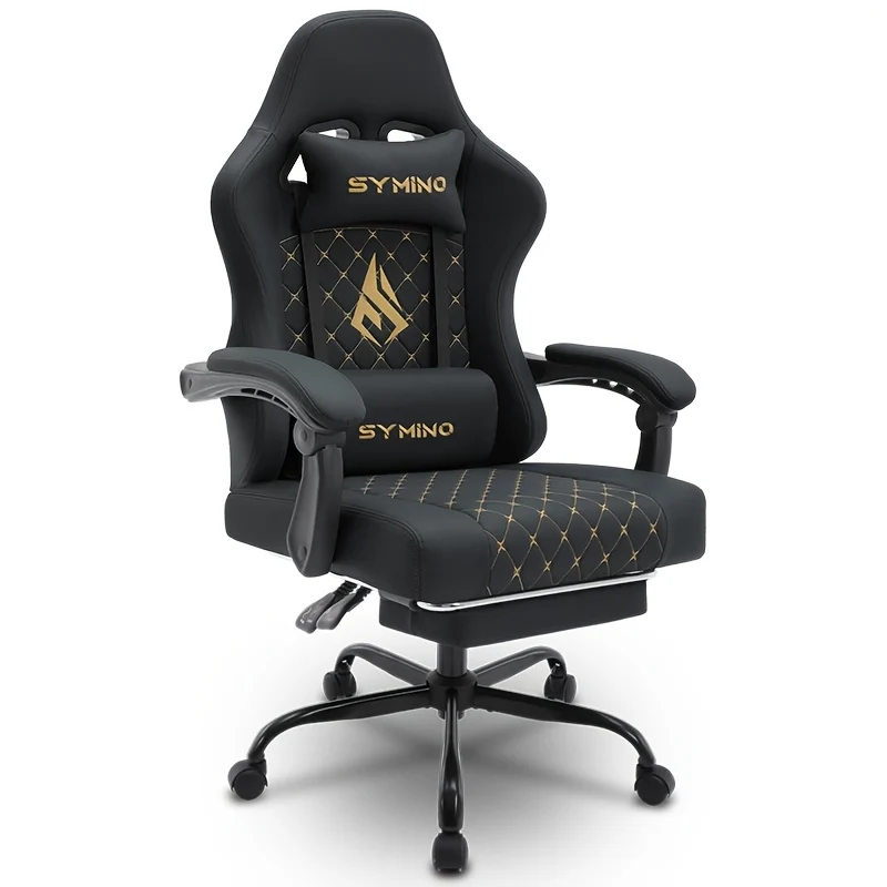 Gamingstoel – Gamestoel – Gaming Chair – Gamestoel Bureaustoel – Game Stoel – Ergonomisch Design – Verstelbare Voetensteun – Memory Foam – Zwart Kunstleer