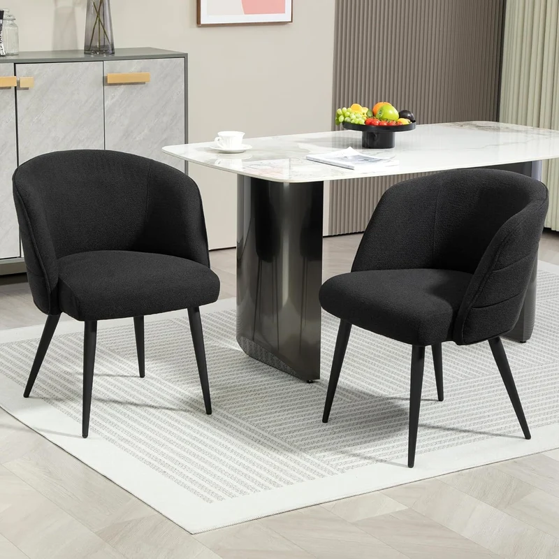 Eetkamerstoel – Stoel – Bezoekersstoel – Bureaustoel – Accentstoel – Zwart – Comfortabel Zitten – Stevig Metalen Frame