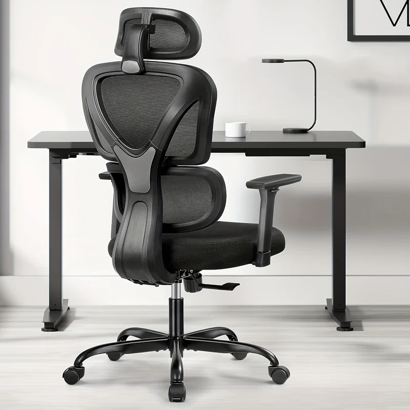 Ergonomische Bureaustoel – Bureaustoel Comfortabel – Kantoorstoel – Gamestoel – Werkstoel – 3D Verstelbare Arm- en Hoofdsteun – Fluisterstille Wieltjes Voor Harde Vloeren