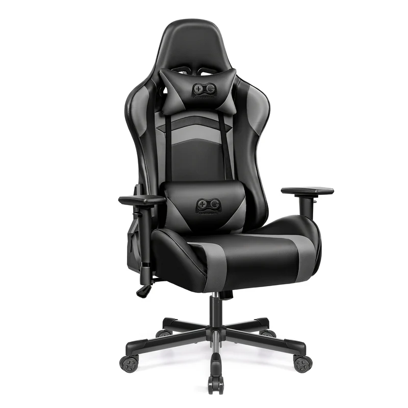 Gamestoel – Gaming Stoel – Game Stoel – Gaming Chair – Bureaustoel – Ergonomisch Ontwerp – Verstelbare Rugleuning & Hoogte – PU Leder – 360° Draaibaar – Met Lenden- & Hoofdsteun