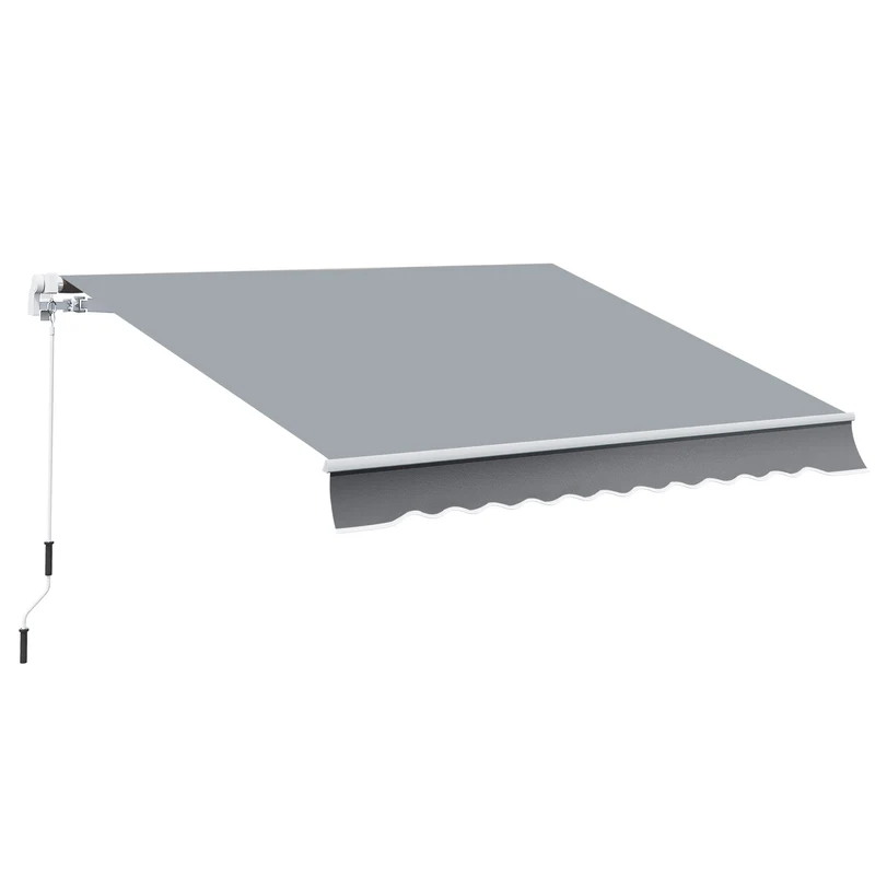Uitvalscherm – Zonnescherm – Uitschuifbaar Scherm – Balkonluifel – Handbediend – Aluminium Frame – Polyester Doek 280 g/m² – 4x2,5 Meter – Grijs