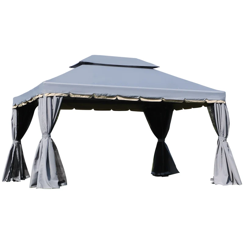 Tuinpaviljoen – Tuinhuis – Prieel – Pergola – Overkapping – Lichtgewicht Aluminium Frame – 4x3 Meter Met Muskietennetten