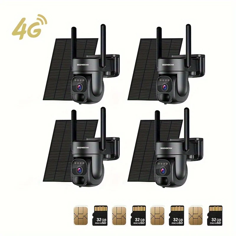 Draadloze 4G Beveiligingscamera Set – Buiten Camera’s – CCTV Camera – Beveiligingssysteem – IP Camera – 2K QHD Beeldkwaliteit – Solar Oplaadbare Batterij