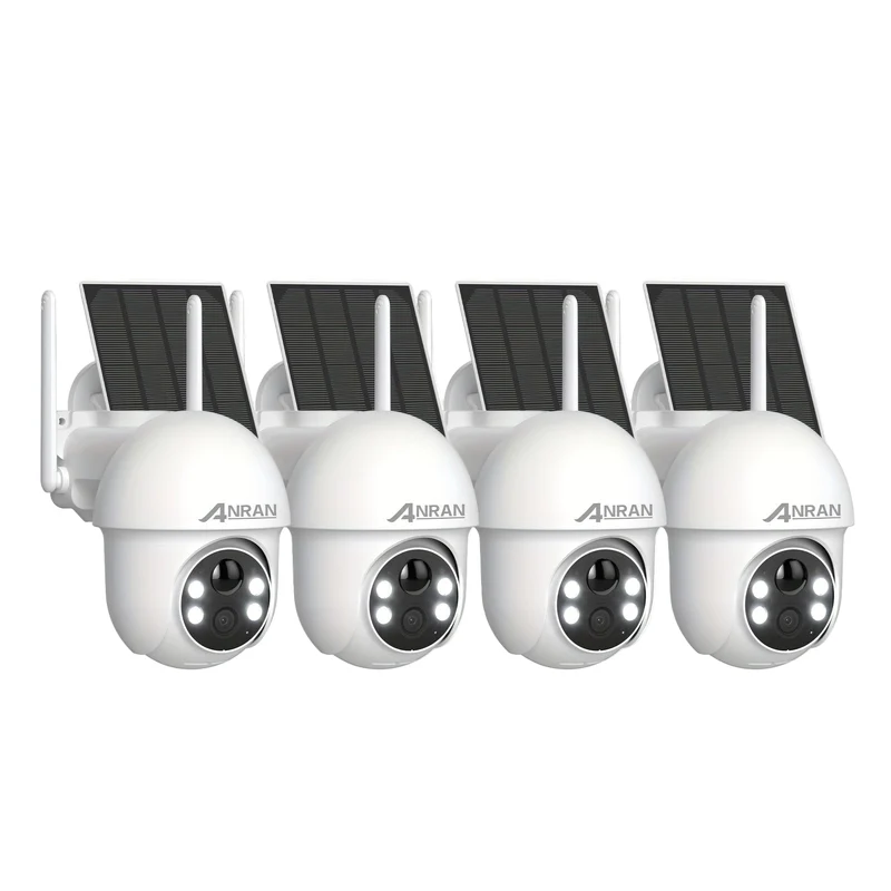 Beveiligingscamera – Camerabewaking – Buitencamera – Huisbeveiliging – Indoor Camera – 4 Stuks – 360° Pan & Tilt – Solar Oplaadbaar met Kleurennachtzicht