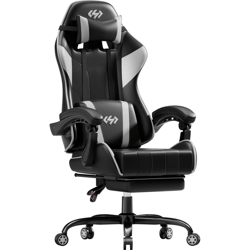 Gamingstoel – Gamestoel – Game Stoel – Gaming Chair – Bureaustoel – Verstelbare Rugleuning 90°-135° – Voetensteun Met Pocketvering