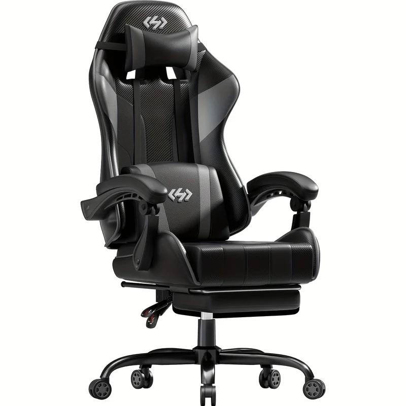 Gamingstoel – Gamestoel – Gaming Chair – Bureaustoel – Racestoel – Ergonomisch Design – Verstelbare Rugleuning & Voetsteun – PU-Leder – Max. 150 kg Belastbaar