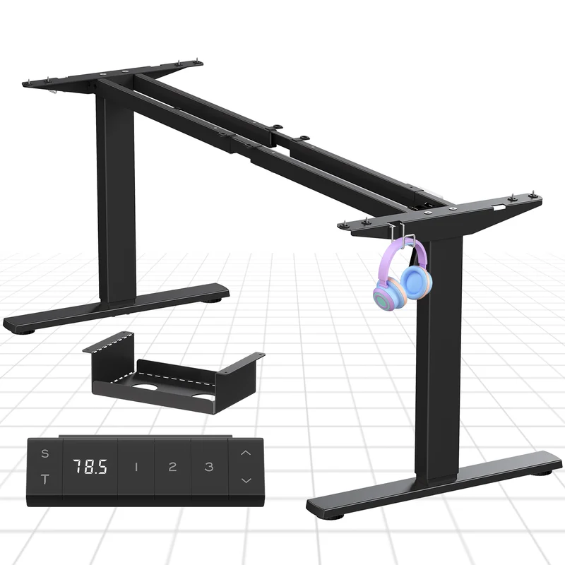 Zit Sta Bureau Frame – Bureau Onderstel – Bureau Poten – Verstelbaar Bureau – Sta Bureau – In Hoogte Verstelbaar 73-122 cm – Lengte Verstelbaar 80-140 cm – Met Stevige Beensteun – Robuust IJzeren Frame