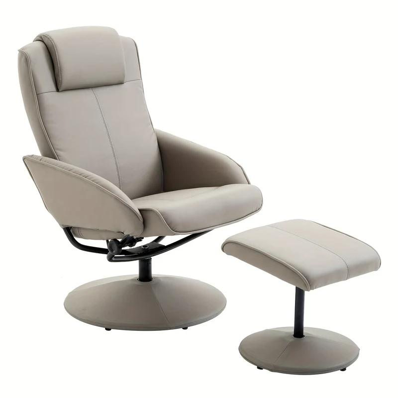 Draaifauteuil – Fauteuil – Loungestoel – Relaxstoel – Zithoekstoel – 360° Draaibaar – Verstelbare Voetensteun – Grijs Stof – Metaal – 78x71x101 cm