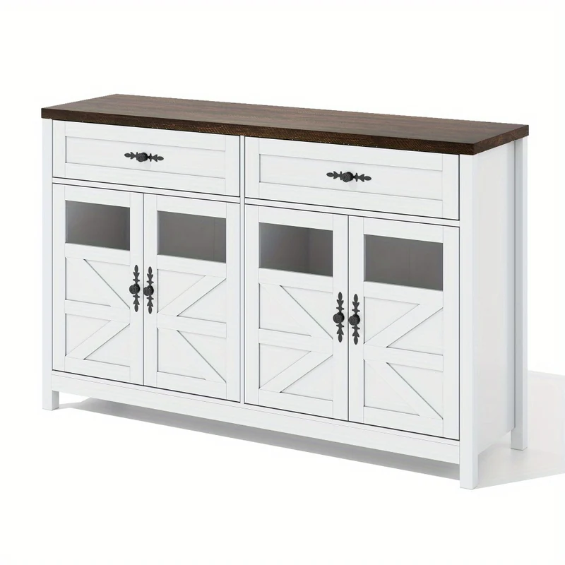 Dressoir – Buffetkast – Opbergkast – Sideboard – Ladekast – 140 cm breed – MDF materiaal – Rustiek modern ontwerp – 4 deuren en 2 ruime lades