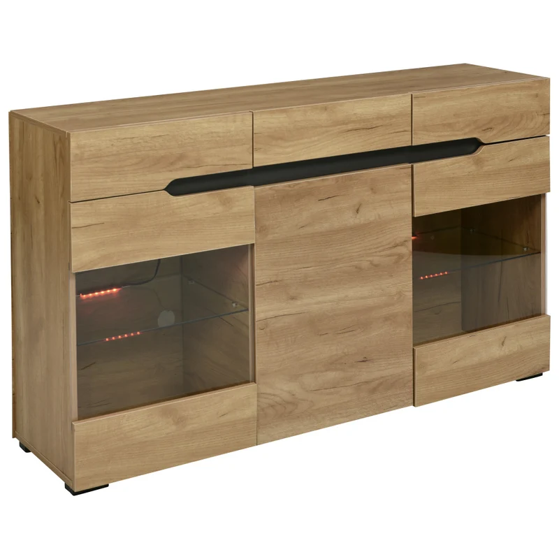 Dressoir – Sideboard – Opbergkast – Kast – Wandmeubel – Modern Design – 3 Deuren & 3 Lades – Duurzaam & Onderhoudsvriendelijk – Natuurlijke Kleur