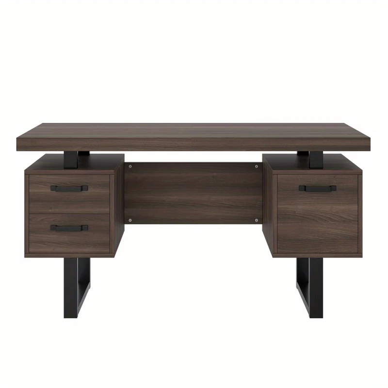 Bureau – Bureautafel – Werktafel – Computertafel – Schrijftafel – Bruin Houten Bureau – 135x54 cm – Fluisterstille Laden & Spatwaterbestendig