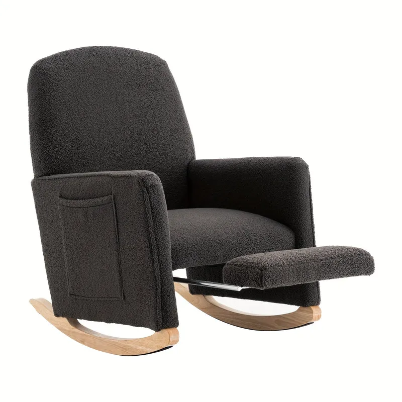 Schommelstoel – Relaxfauteuil – Loungestoel – Voedingsstoel – Fauteuil – Hoogwaardige Teddy Stof – Inclusief Voetenbankje