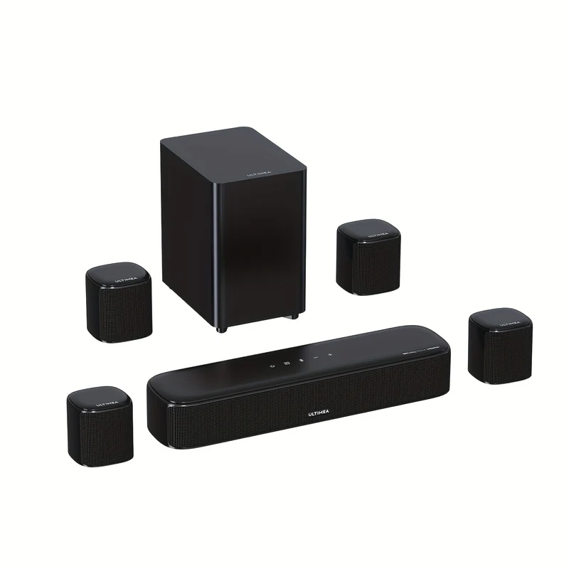 Surround Sound Systeem – Home Theater Set – Soundbar – Audio Installatie – Draadloos 7.1 Kanaals – Krachtige Subwoofer – HDMI eARC & Bass Boost – App Bedienbaar – Zwart