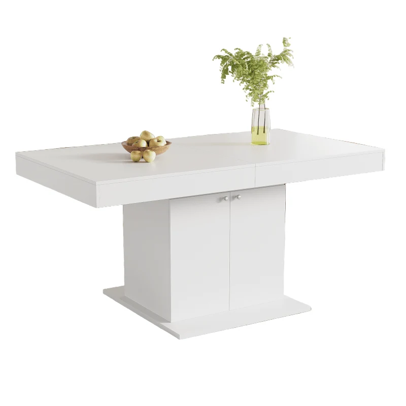 Uitschuifbare Tafel – Eettafel – Uitklapbare Tafel – Verlengbare Tafel – Opbergtafel – Wit Spaanplaat – Automatisch Uitschuifsysteem – Afmetingen 140-180x80x76 cm
