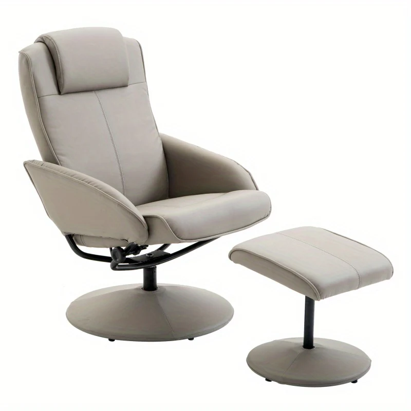 Draaifauteuil – Fauteuil – Relaxstoel – Loungestoel – Zithoekstoel – 360° Draaibaar – Met Voetsteun – Grijs – Compact 78x67x98 cm – Ergonomisch Comfortabele Rugleuning