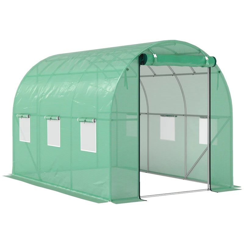 Kas – Tuinkas – Groentetunnel – Hobbykas – Kweekkas – 3x2x2m – UV-bestendig Plastic – 6 Ventilatieraampjes & Rolluikdeur