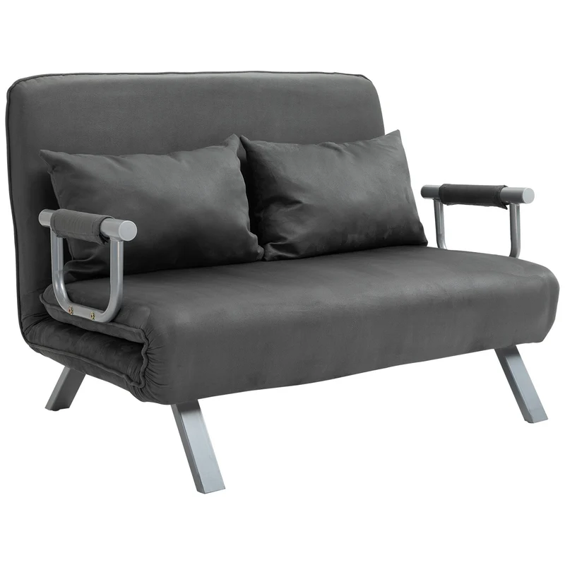 2-Zits Slaapfauteuil – Slaapbank – Bedfauteuil – Loungestoel – Gastensofa – Multifunctioneel 3-in-1 Design – Compact 65x69x80 cm – Micro-suède Grijs