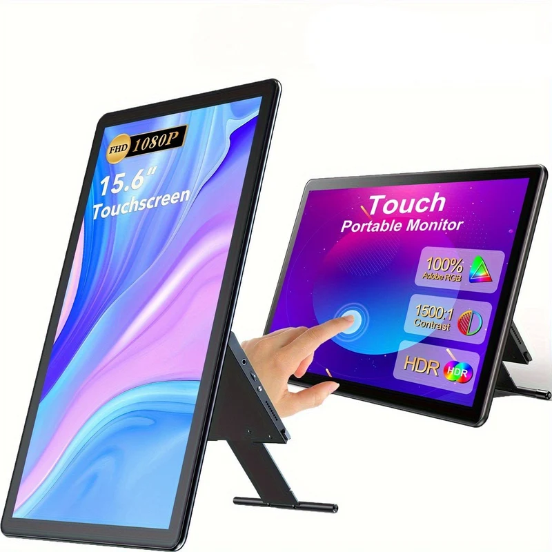 Portable Monitor – Draagbaar Scherm – Extra Beeldscherm – Touchscreen Monitor – USB-C Monitor – 15,6 Inch – Full HD IPS – Verstelbare Kickstand – 100% sRGB Kleuren