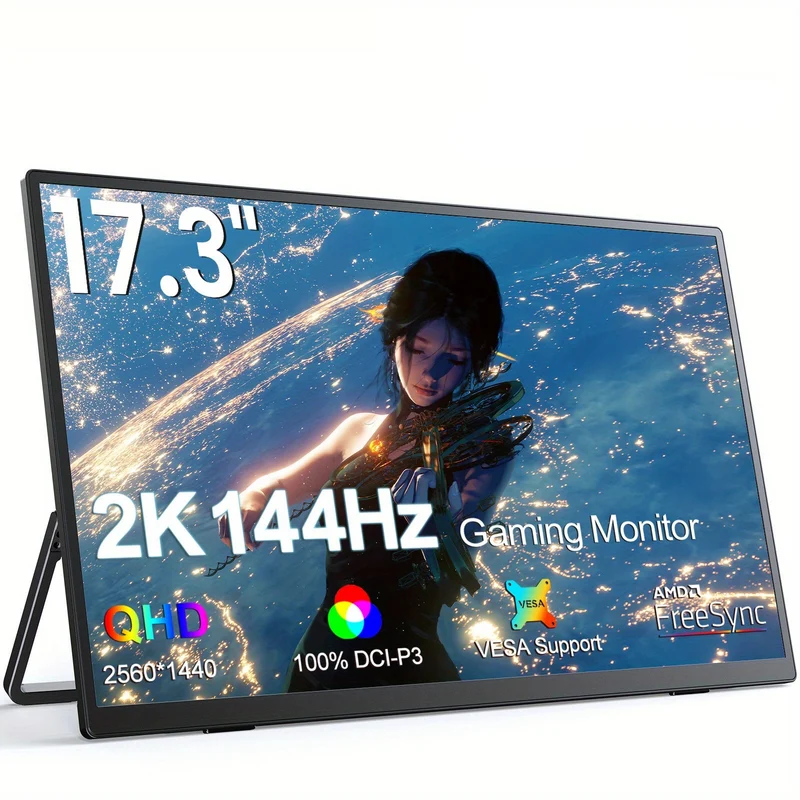 Draagbare Monitor – Mobiel Scherm – Second Screen – Gaming Monitor – Laptop Monitor – 17,3 Inch 2K 144Hz – IPS Beeldscherm 400 Nits