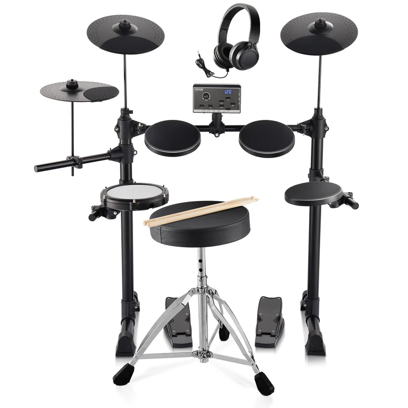 Elektronische Drumstel – Elektrische Drums – E-Drumkit – Digitale Drumset – Draagbare Drumset – 150 Geluiden – Stil Mesh Snare & Siliconen Toms