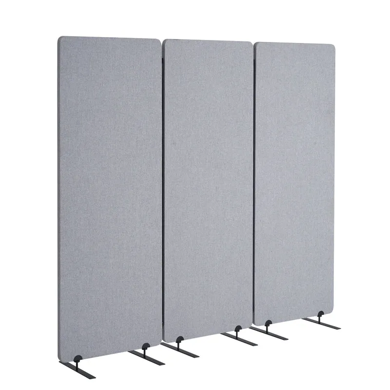 Kamerscherm – Roomdivider – Scheidingswand – Paravent – Ruimteverdeler – Geluiddempend – 3 Panelen – PET Polyester – Grijs – 184x35x166 cm