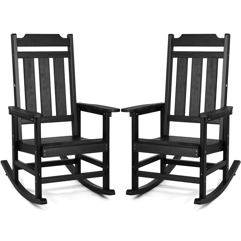 Schommelstoel – Schommelstoelen – Relaxstoel – Fauteuil – Tuinstoel – HIPS Materiaal – Ergonomische Hoge Rugleuning – Set 2 Stuks – Draagvermogen 180 kg