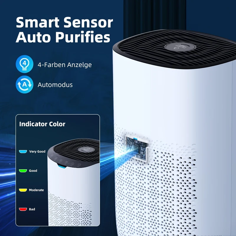 Luchtreiniger – Luchtzuiveraar – Air Purifier – Luchtfilter – Luchtverfrisser – HEPA H13 Filter – Aromatherapie – Ultrastil 28 dB – Voor 60-120 m² – 300 m³/h – Slimme App & Spraakbediening