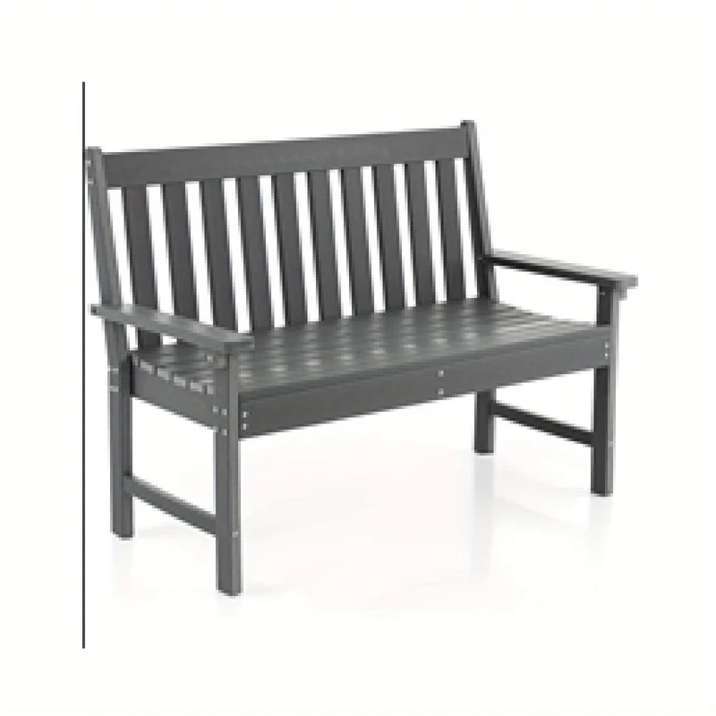 Tuinbank – Buitenbank – Parkbank – Terrasbank – Zitbank – Stevig HDPE-Product – 320 kg Draagkracht – Grijs Slatted Design
