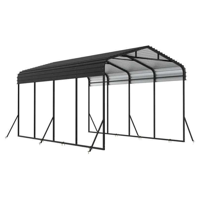 Metalen Carport – Garage Tent – Voertuig Overkapping – Parkeerschuur – Auto Schuilplaats – Extra Groot 600x370x260 cm – Gegalvaniseerd Staal Frame – UV-Bescherming & Weerbestendig