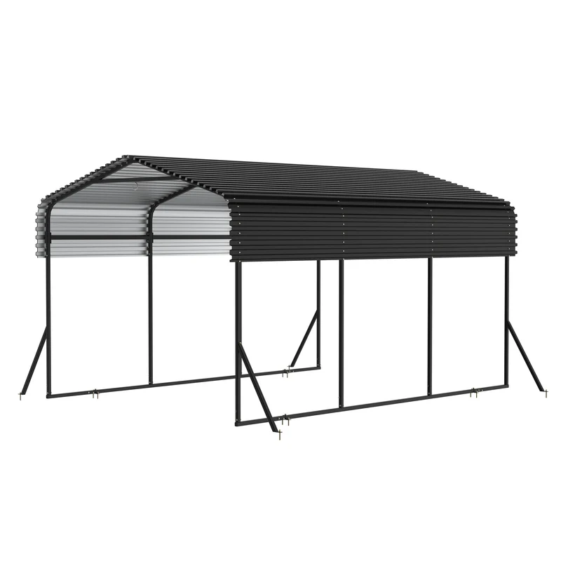 Metalen Carport – Garage Tent – Voertuig Overkapping – Auto Garage – Overdekte Parking – Extra Ruim 450x300x250 cm – Stevig Stalen Frame – Weerbestendig Gable Dak