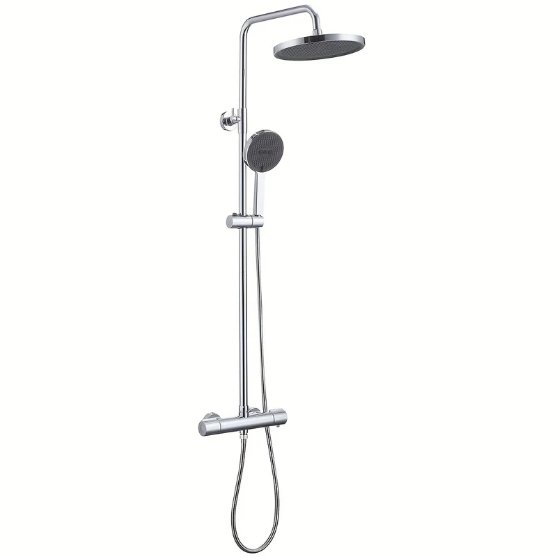 Doucheset – Regendouche – Douchekolom – Thermostaatkraan – Handdouche – Ronde 255 mm Regendouchekop – Verstelbare Roestvrijstalen Douchearm