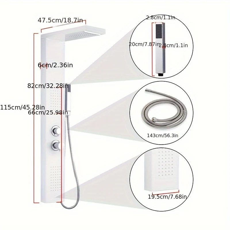 Doucheset – Douchepaneel – Douchekit – Doucheaccessoires – Handdouche – 4 Functies – 304 Geborsteld RVS