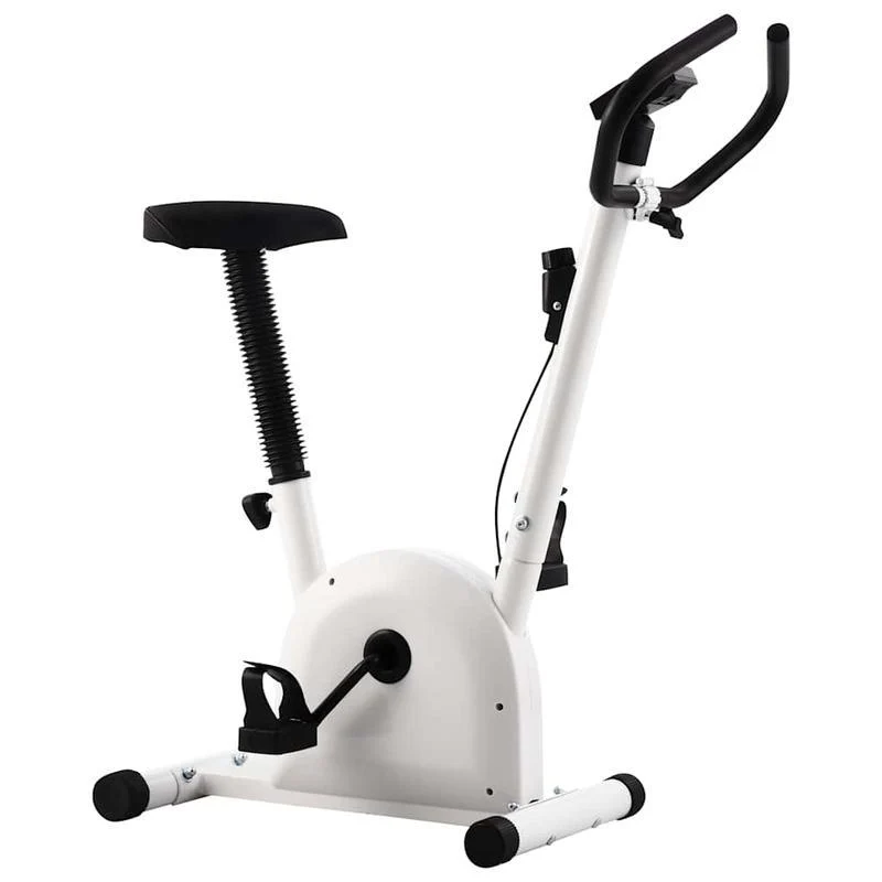 Hometrainer – Fitnessfiets – Indoor Fiets – Soepele Weerstand – Blanco – Compact Ruimtebesparend – Robuuste Stalen Basis