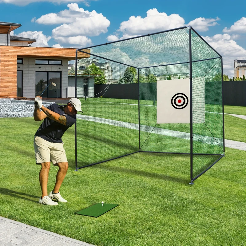 A Golf Practice Website with a Target, Golf Practice Website, Golf Ball Hitting Cage, Practice Net, a Complete Set with Practice Mat And Golf Ball Net, 300X300X300 Cm. Essential for Holiday Leisure