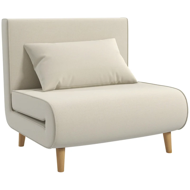 Slaapbank – Bedbank – Sofa – Slaapstoel – 2-in-1 Design – Verstelbare Rugleuning – Scandinavisch – Linnenlook – 94x78x80 cm – 350 kg Draagkracht