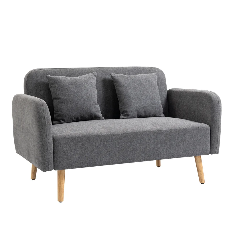 2-zitsbank – tweezitsbank – loveseat – zitbank – bankstel – fluwelen bekleding – verstelbare houten poten – 130x70x80 cm – inclusief 2 sierkussens