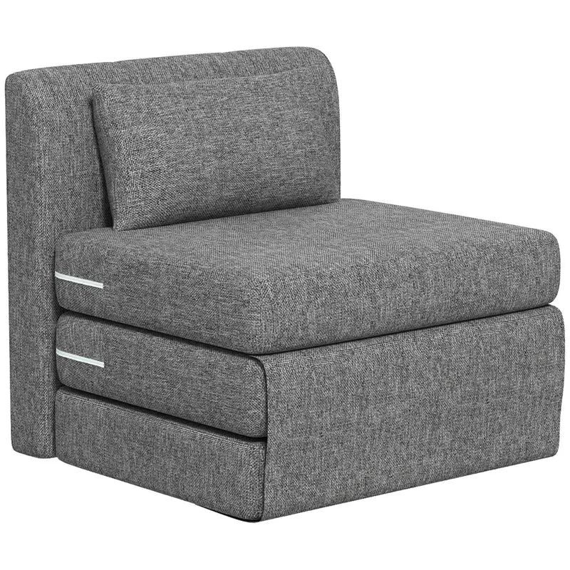 Vloerstoel – Vouwstoel – Slaapbank – Zitzak – Lounger – Multifunctioneel 2-in-1 Ontwerp – Stevige Ondersteuning 240 kg – Grijs Linnenlook
