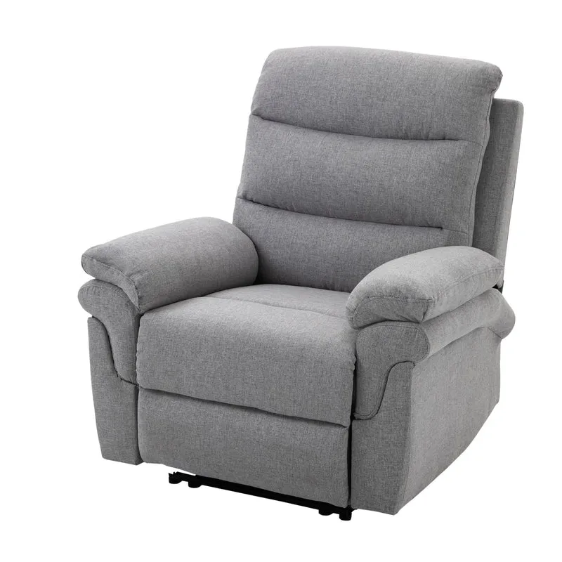Relaxfauteuil – Verstelbare Loungefauteuil – Ligstoel – Tv-fauteuil – Zithoekstoel – Verstelbare Rugleuning 165° – Linnen Stof Lichtgrijs 91x92x102 cm