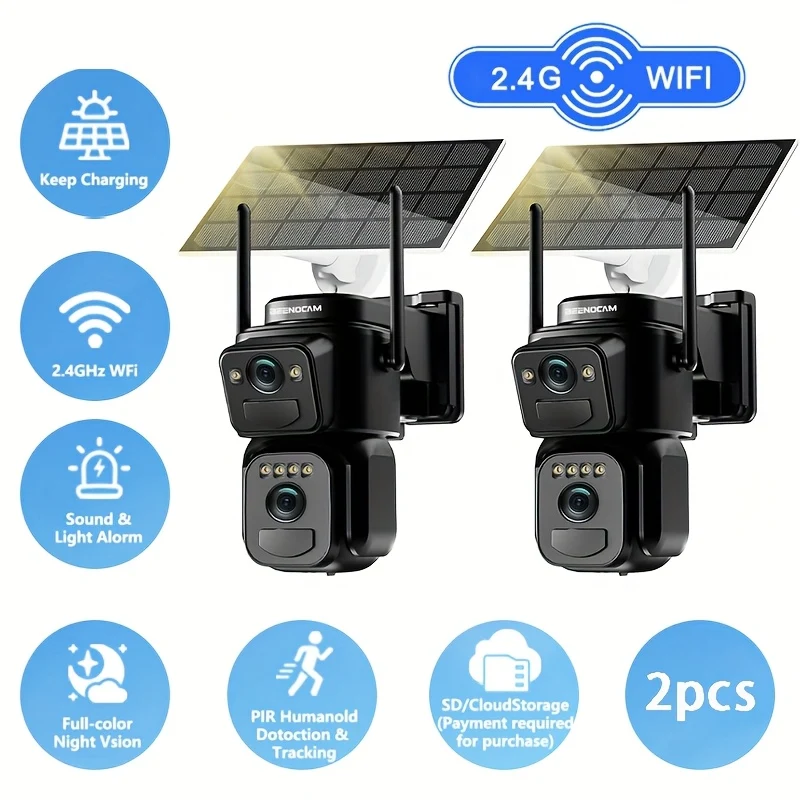 Beveiligingscamera – Camerabewaking – Buitencamera – Beveiligingscamera Voor Buiten – IP Camera – 10x Zoom – Spotlight Kleurennachtzicht – 360° Draaibaar