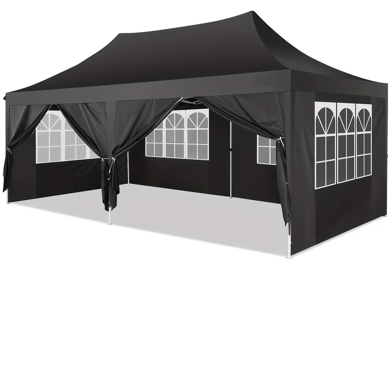 Partytent – Paviljoen – Tuinentent – Feesttent – Opvouwbare Tent – 3x6 Meter – 6 Afneembare Zijwanden – Stevig Hexagonaal Frame