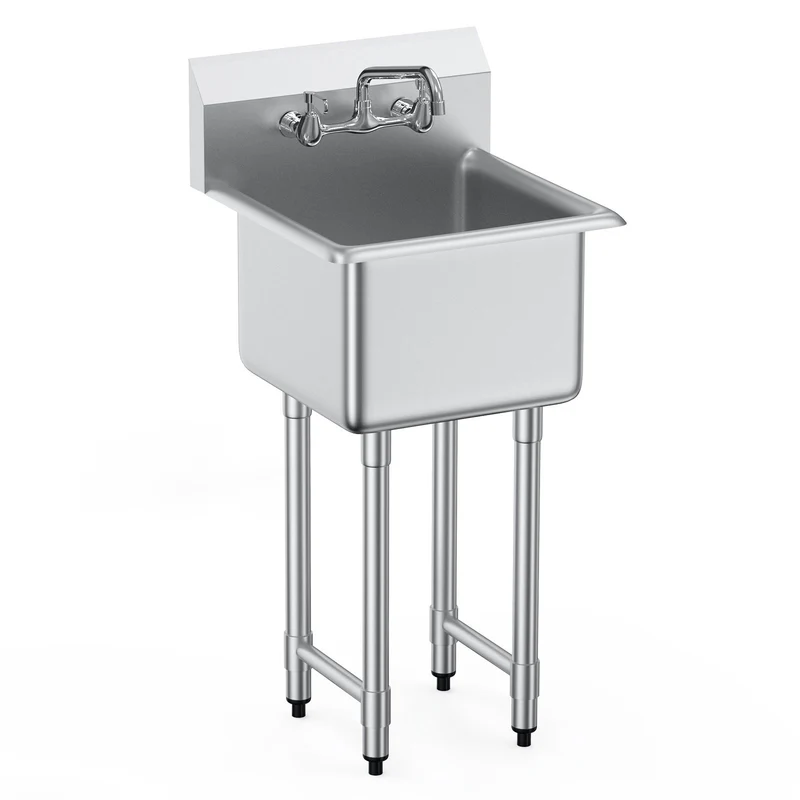 Spoelbak – Wasbak – Gootsteen – Keukenspoelbak – Enkele Bak – Roestvrij Staal RVS – 360° Draaibare Kraan – 45x104 cm Vrijstaand