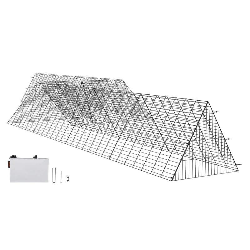 Kippenren – Kippenhok – Pluimveeverblijf – Buitenren – Kipentunnel – Draagbaar – Stevig Metaal – Groot Activiteitsgebied 729x200x61,5 cm