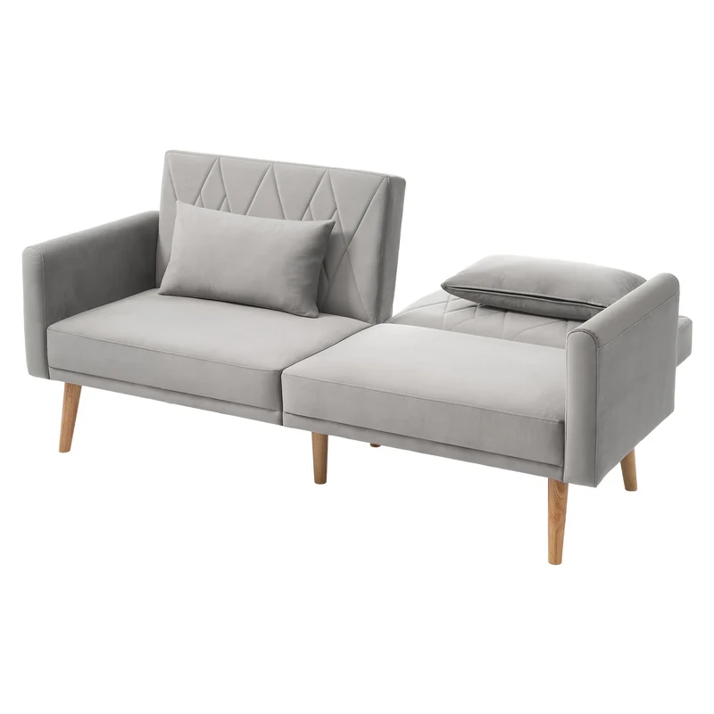 2-zitsbank – Loveseat – Slaapbank – Sofa – Compacte Bank – Verstelbare Rugleuning – Fluwelen Bekleding – Slaapfunctie – 180x75x82 cm – Inclusief Kussens