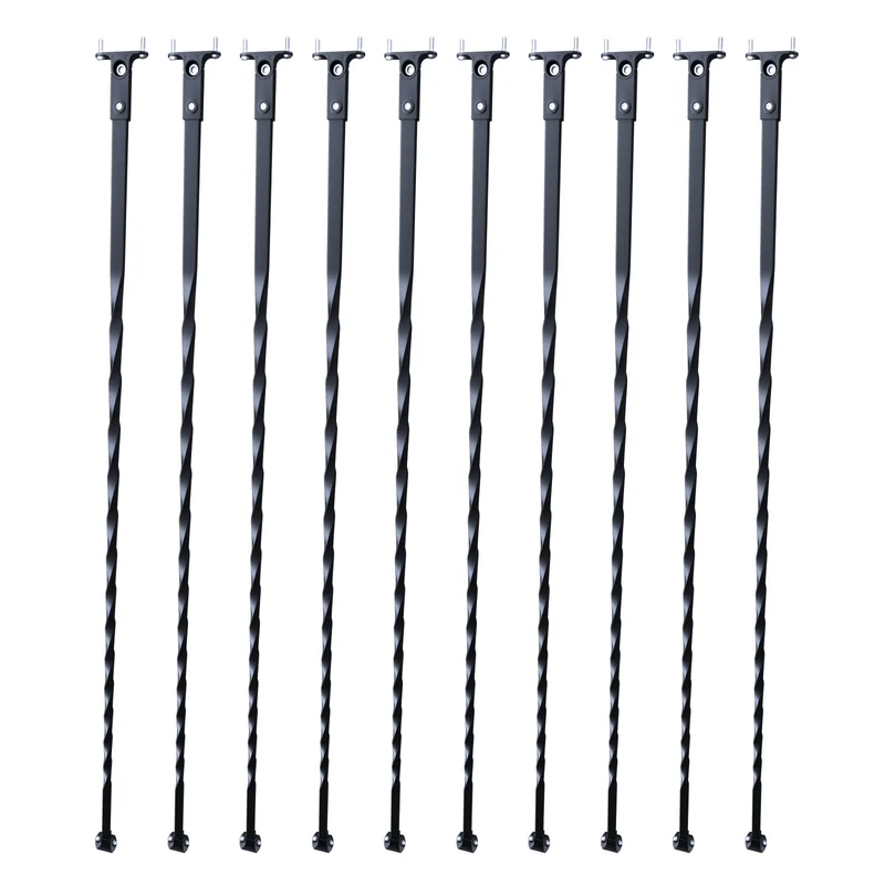 Metalen Balusters Trap – Balustrades Spijlen Leuning Spindels – 10-Delige Set – Gegalvaniseerd Staal – Mat Zwart – 112 cm Lang – Eenvoudig Montagemateriaal Inclusief