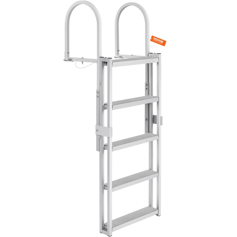 Steigerladder – Steigertrap – Bootladder – Dockladder – Aluminium Ladder – Verstelbare Hoogte 170-200 cm – 5 Antislip Treden