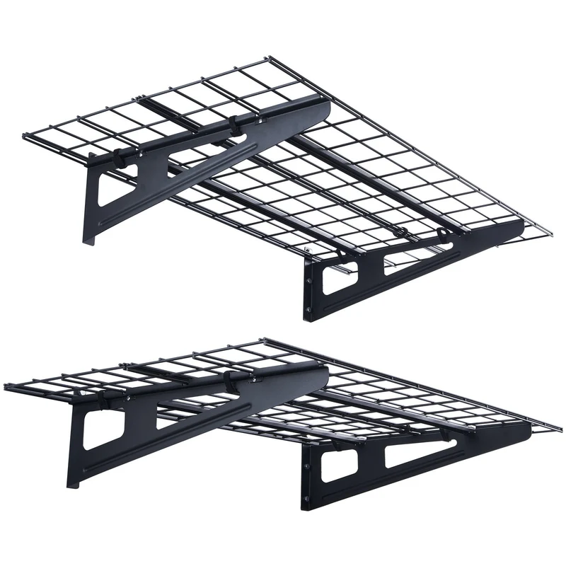 Wandplanken Garage – Werkplaatsplanken – Opbergplanken – Stellingplanken – Heavy Duty Garage Wandplanken – 2 Stuks – Draagkracht 500 kg – Koolstofstaal Mat